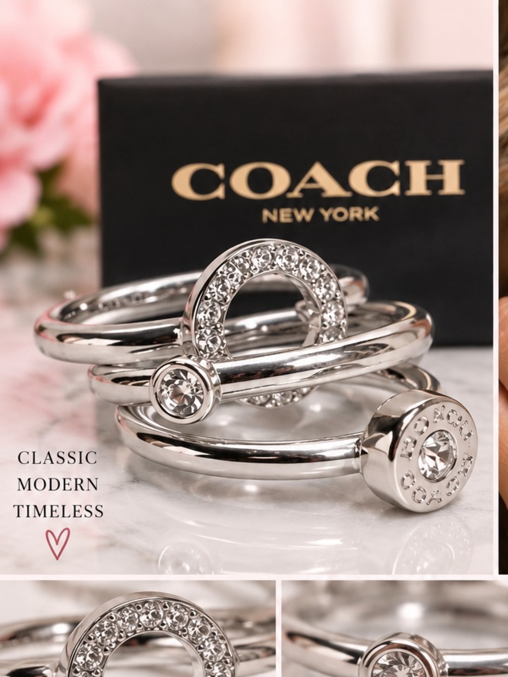 NWT Coach Open Circle Halo Set of 3 Rings